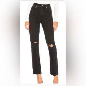 AGOLDE Cherie High Rise Straight jeans black destroyed ripped knees SIZE: 24
